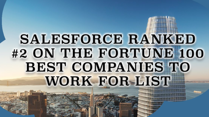 Salesforce Ranked Number 2 on the FORTUNE 100 Best Companies to Work For List