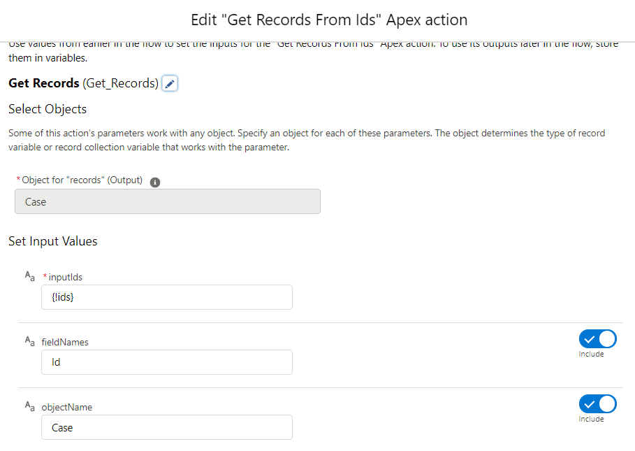 get records from ids Apex action