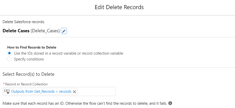 delete a collection of records
