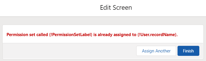 permission set assigned error message