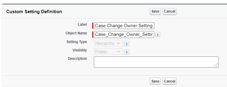 case change owner custom settings