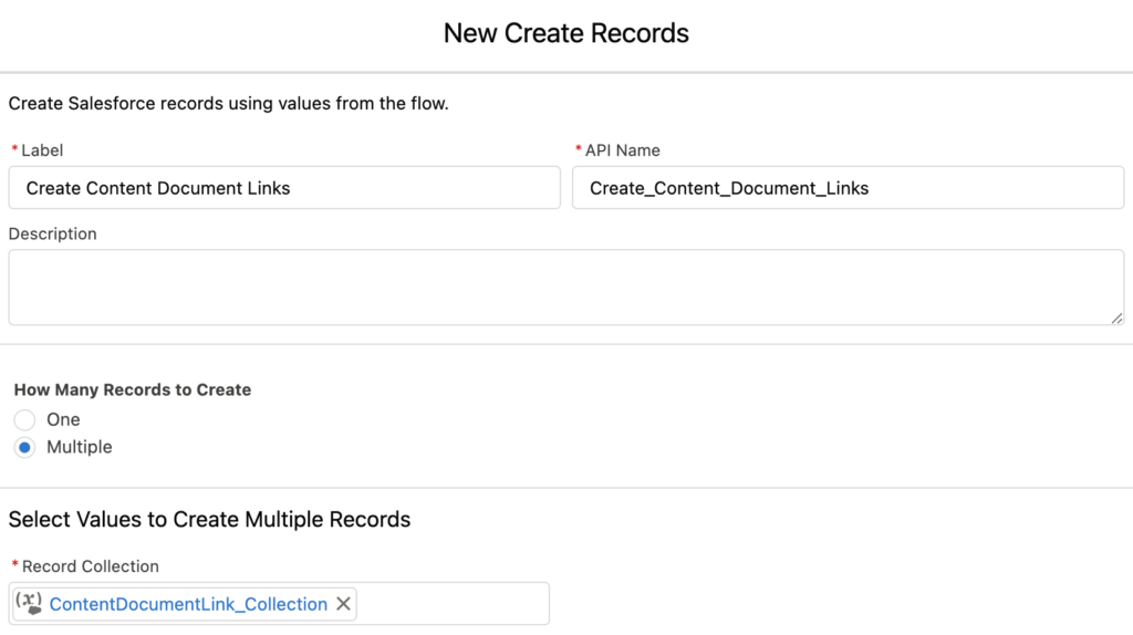 Creating ContentDocumentLink records from collection.