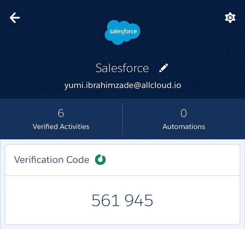 Verification code from the mobile app