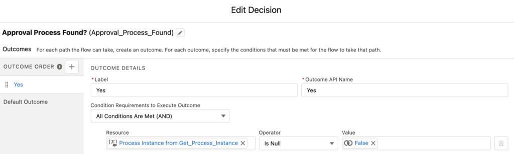Decision to check the Process Instance for Approval Process