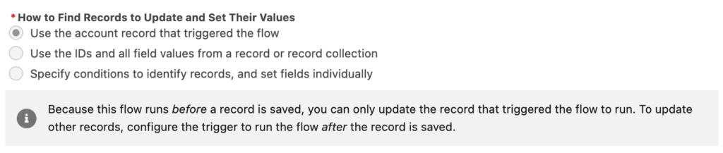 Update record options