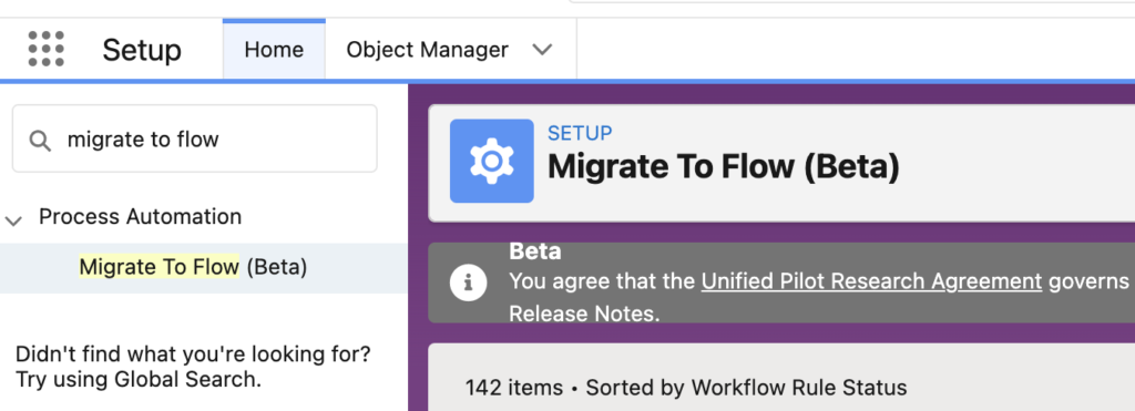 Migrate to Flow (Beta) in setup