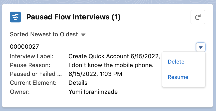 Resume flow interview