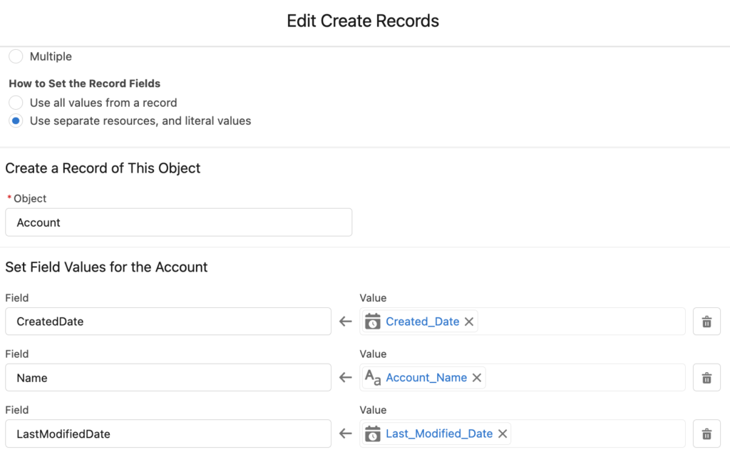 Create an account record