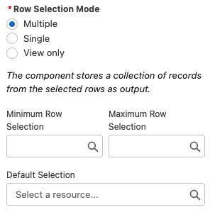 Row selection in data table component