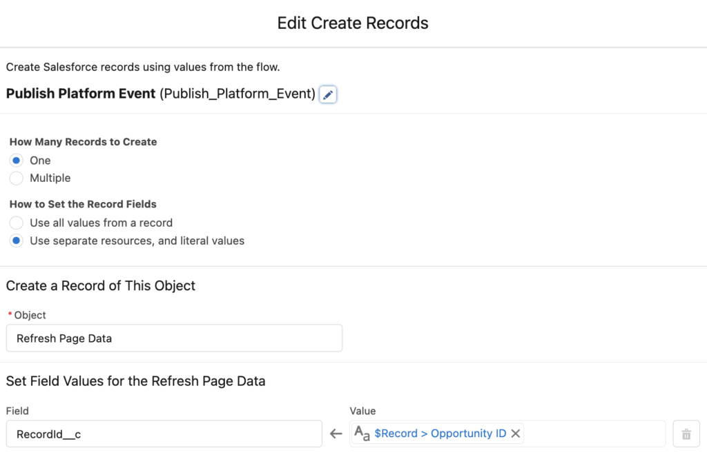 Publish a Platform Event to Refresh Page Data