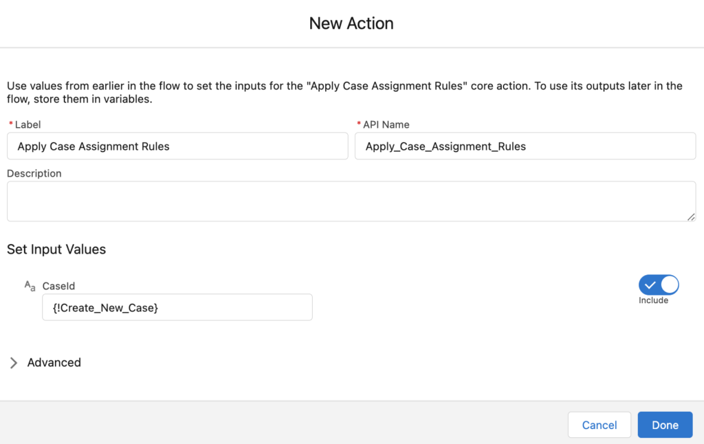 Assign case using the custom action