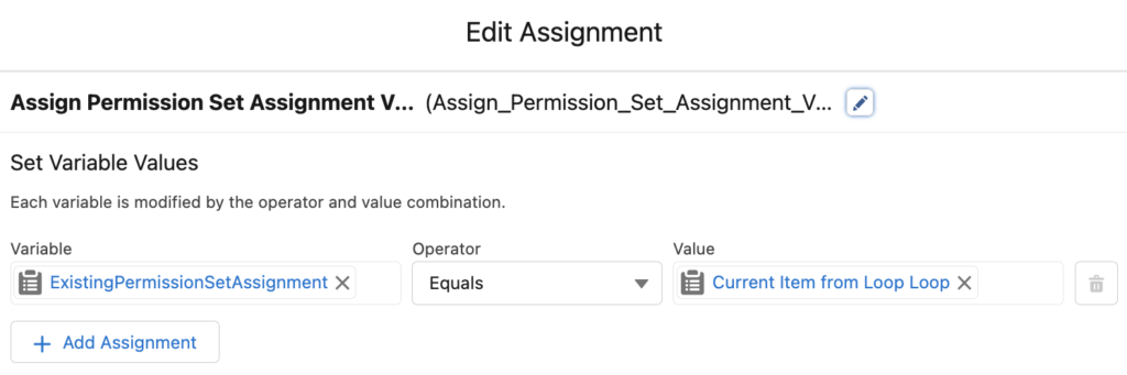 Assignment Element to Bring the Permission Set Assignment
