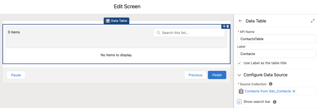Show Search Bar on Data Table