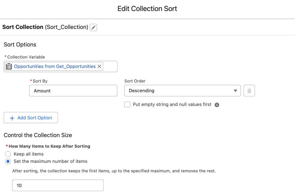 Collection Sort Element to Limit Collection