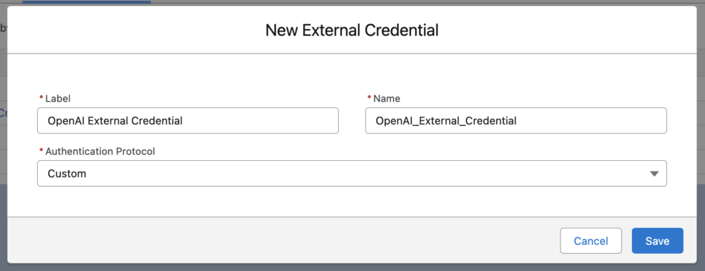 New External Credential