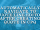 Automatically Navigate to Quote Line Editor After Creating Quote in CPQ
