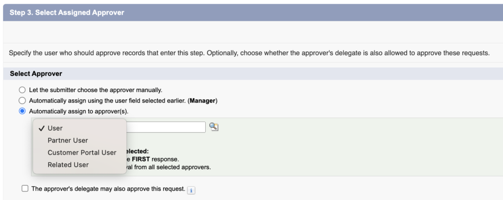 Selecting Assigned Approver