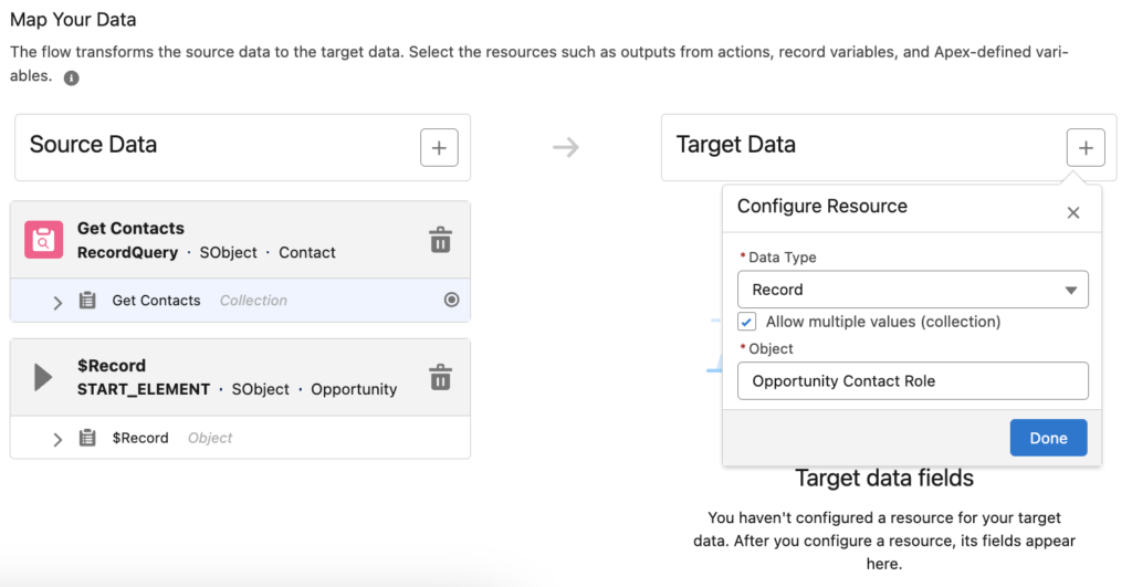Source Data and Target Data Selection