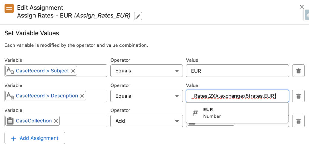 Assigning the Currency Rates to Case Collection