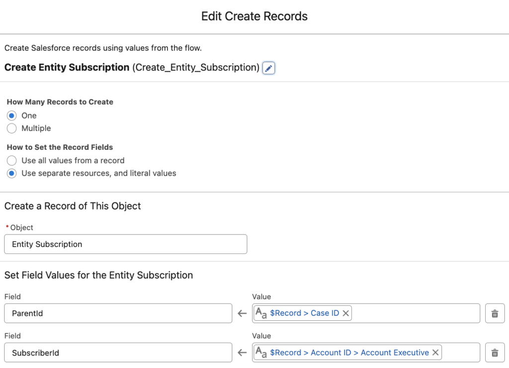 Create Entity Subscription Record to Auto Follow Records