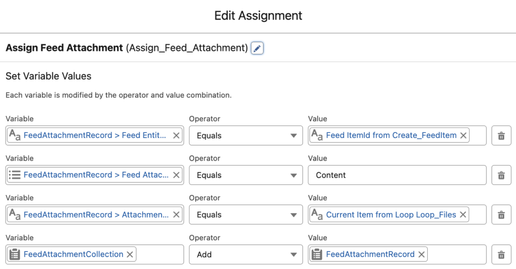 Assign Feed Attachment Records