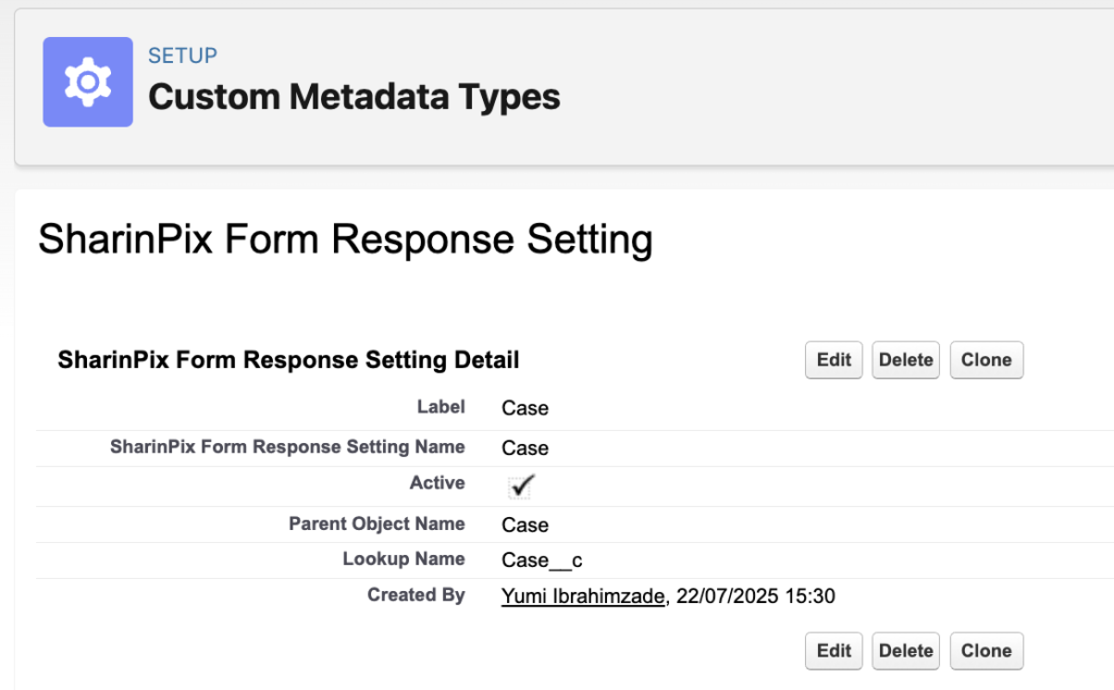 SharinPix Form Response Setting