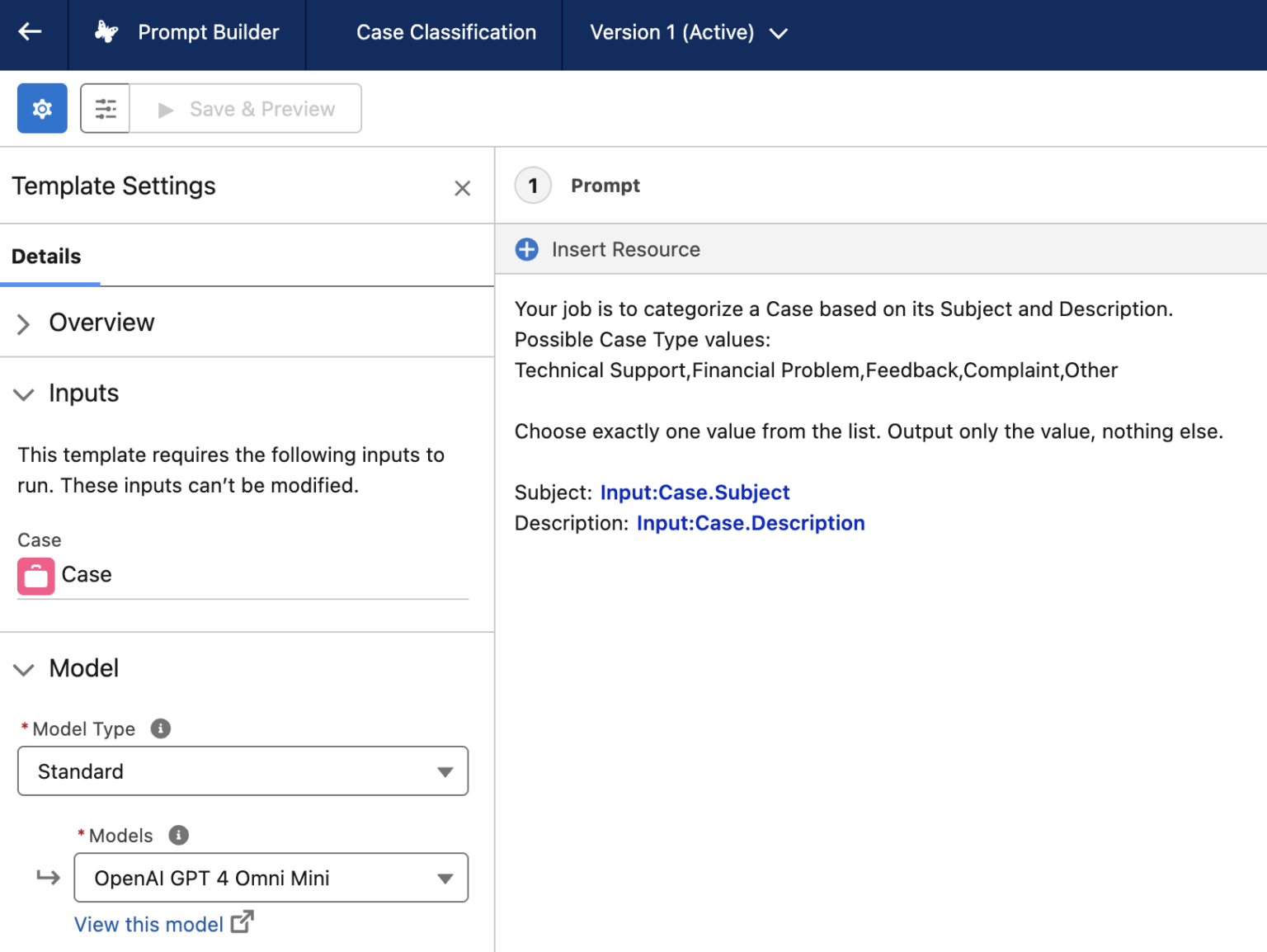 Using Flow and Prompt Template to Classify Cases Salesforce Time