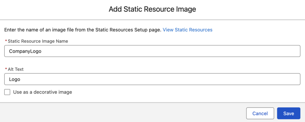 Winter '26 Release - Add Static Resource Image