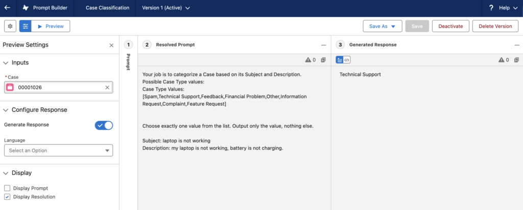 Prompt Template to Classify Cases