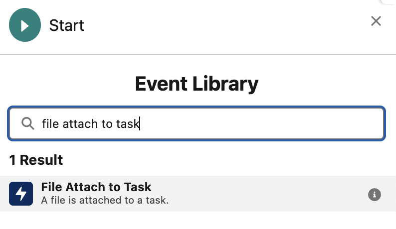 Selecting an Event to Trigger a Flow When a File is Uploaded in Salesforce