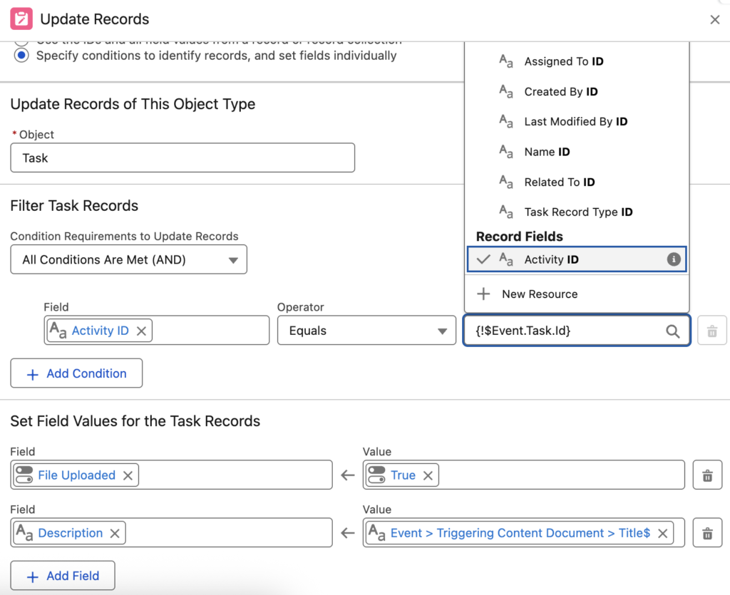 Update Task When a File Is Uploaded