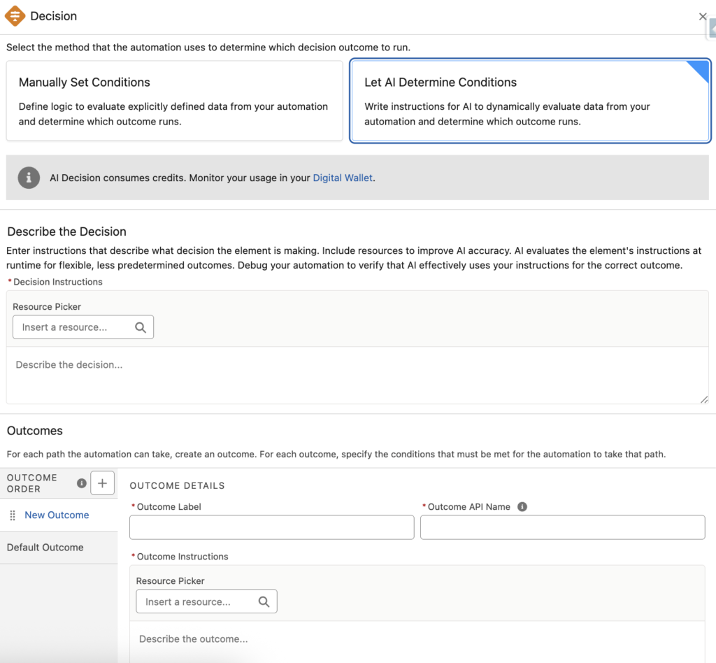 AI Determines Conditions Option in Decision Element