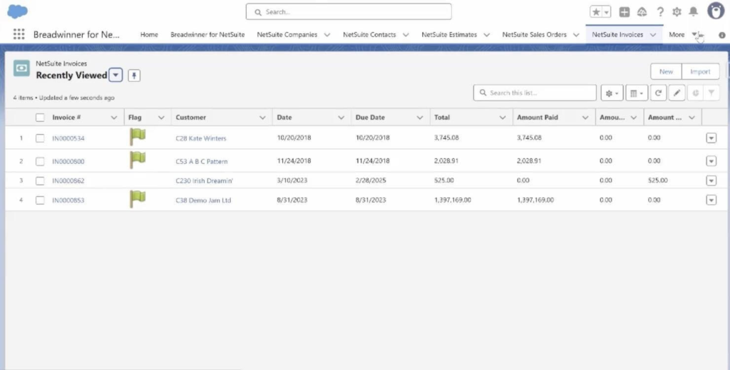 NetSuite Invoices in Salesforce