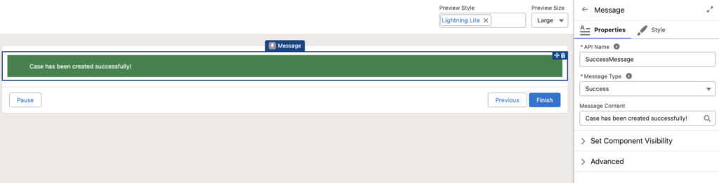 Message Screen Component