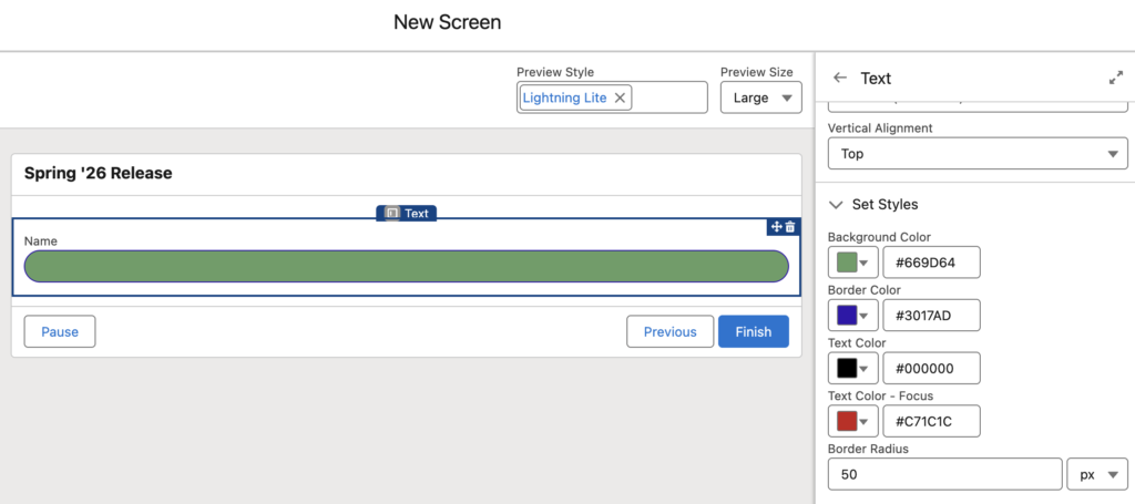 Spring '26 Release: More Screen Component Styling Options