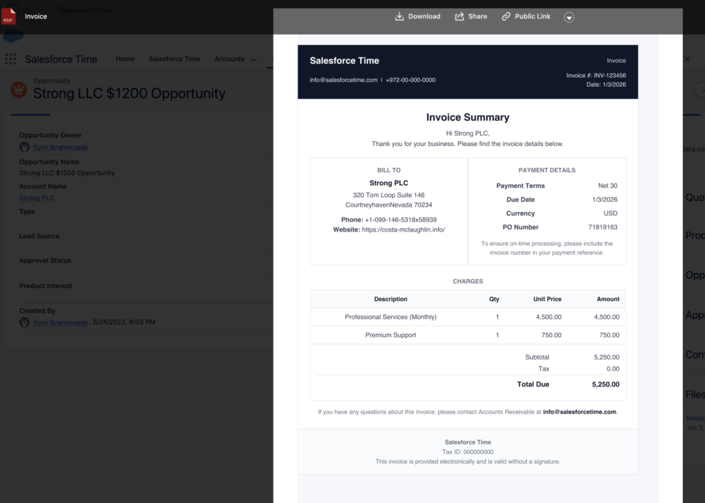 PDF File Under Opportunity Record