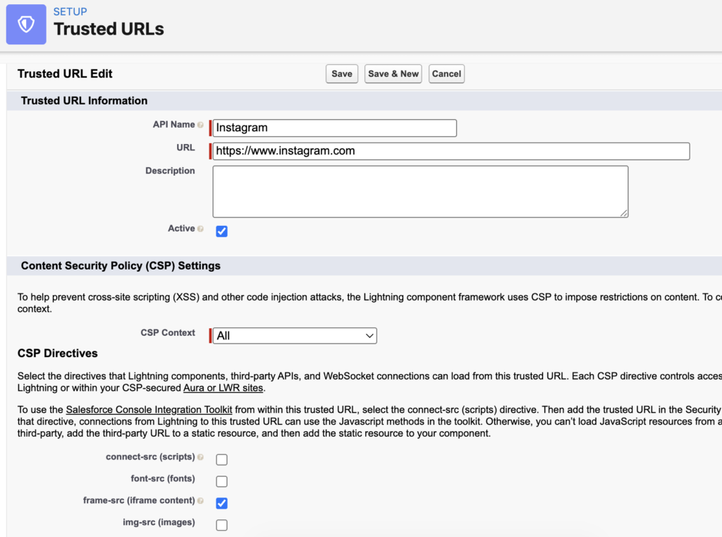 Adding a Trusted URL