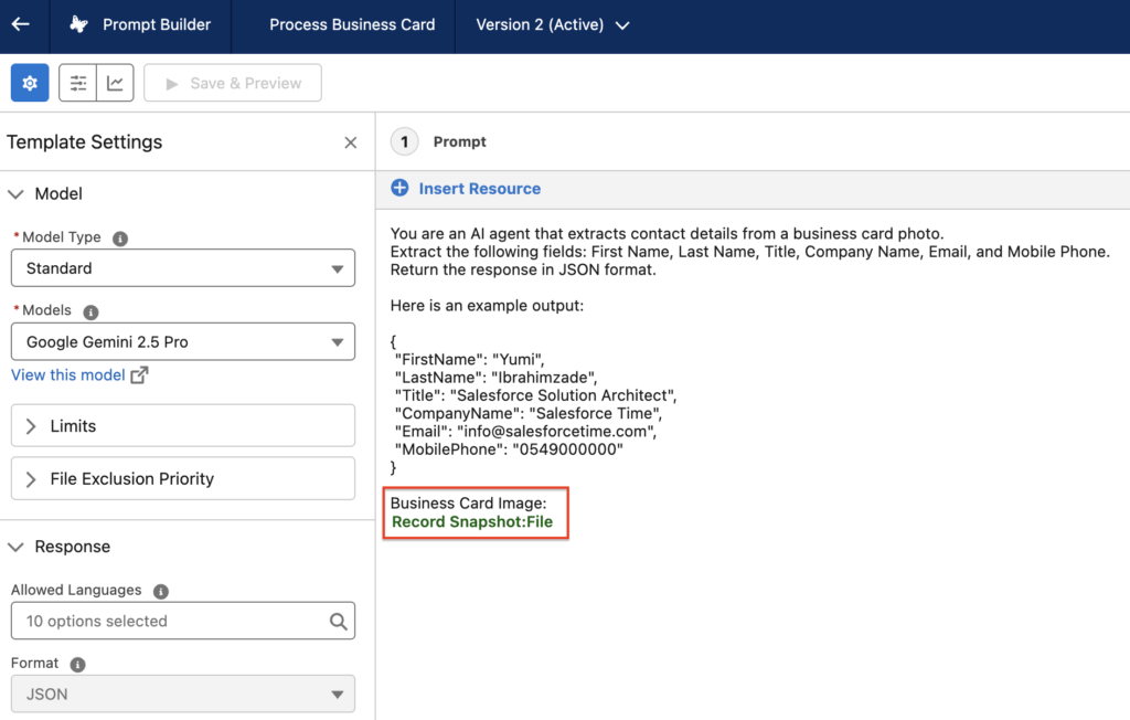 Prompt Template to Process Images