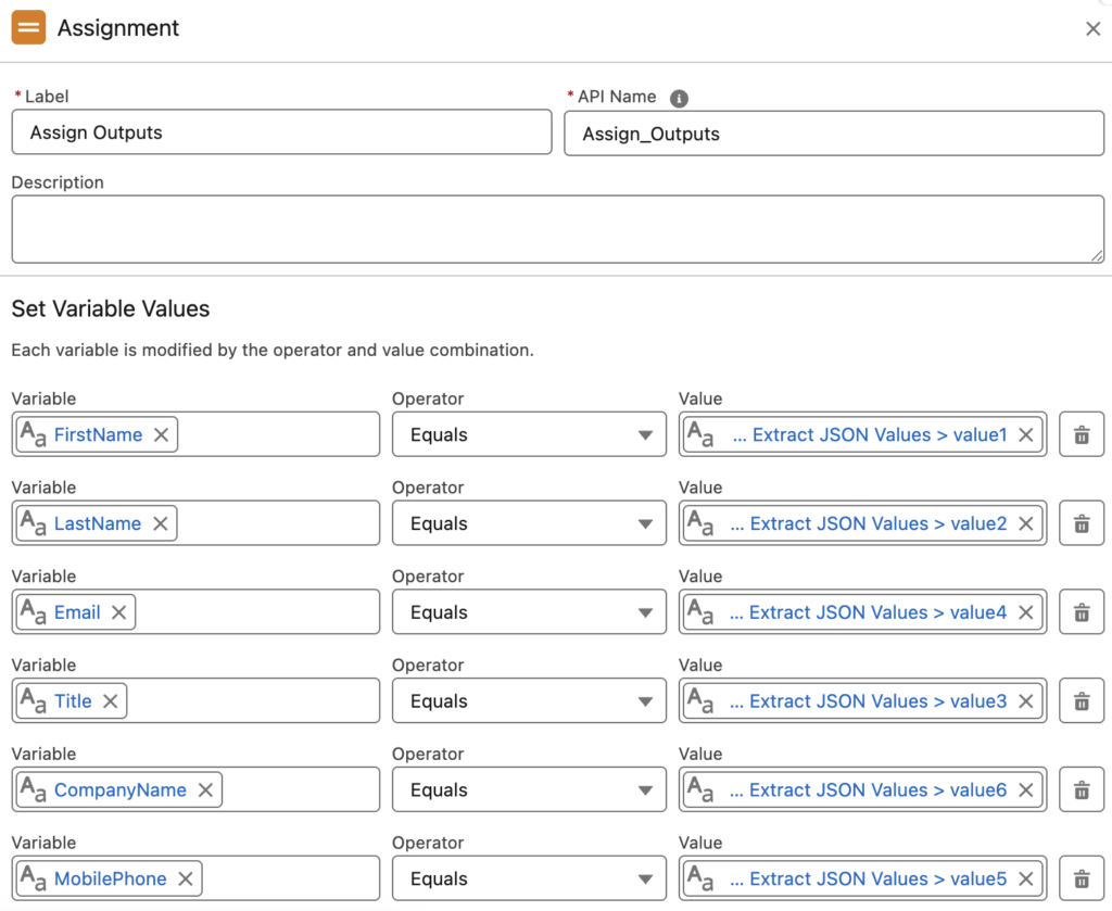 Assigning the Outputs
