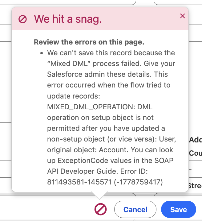 MIXED_DML_OPERATION Error