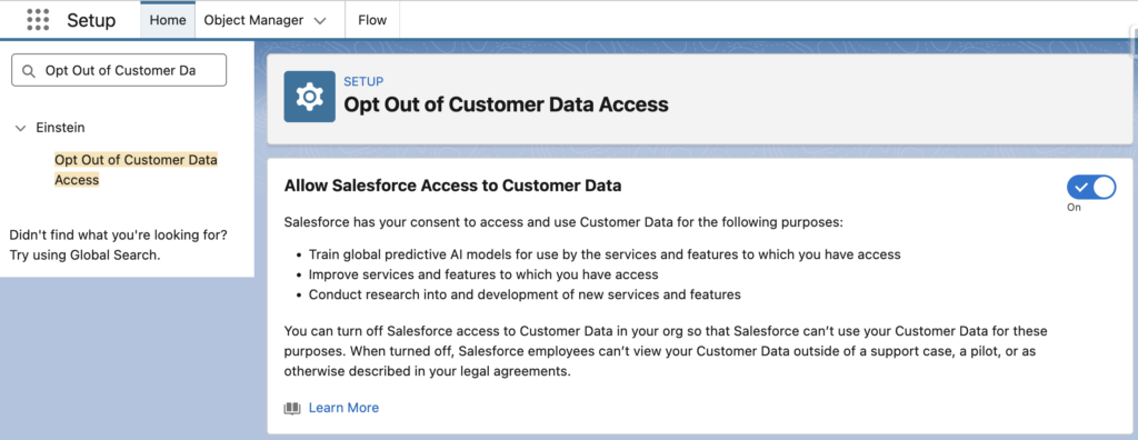 Allow Salesforce Access to Customer Data