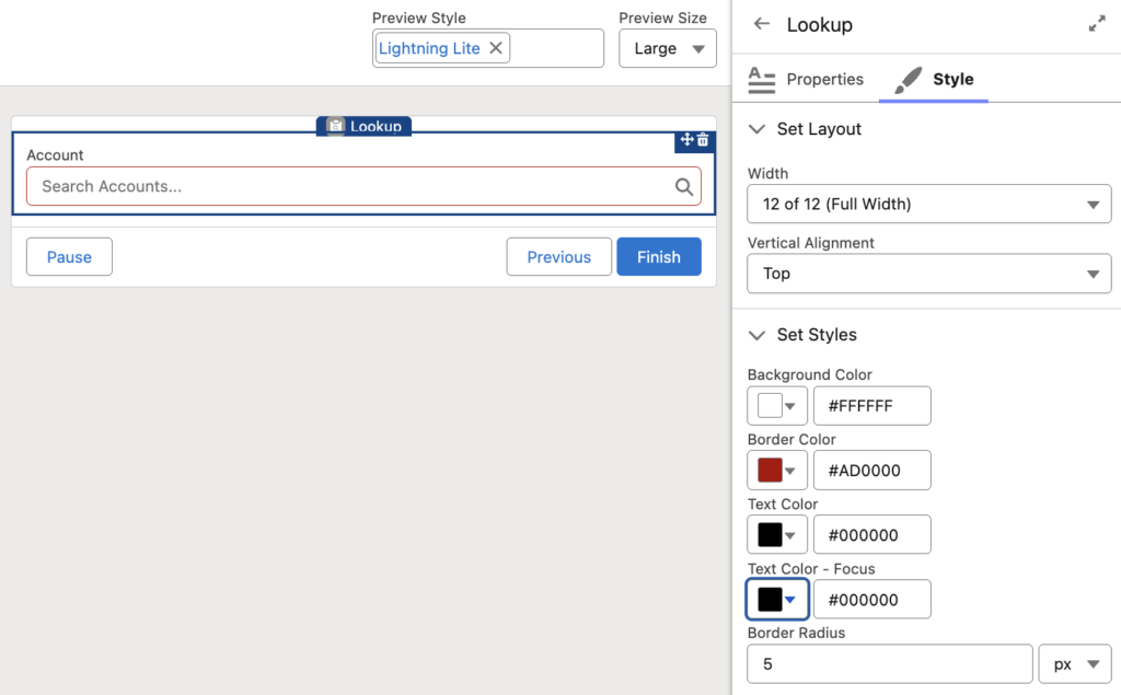 Screen Component Styling