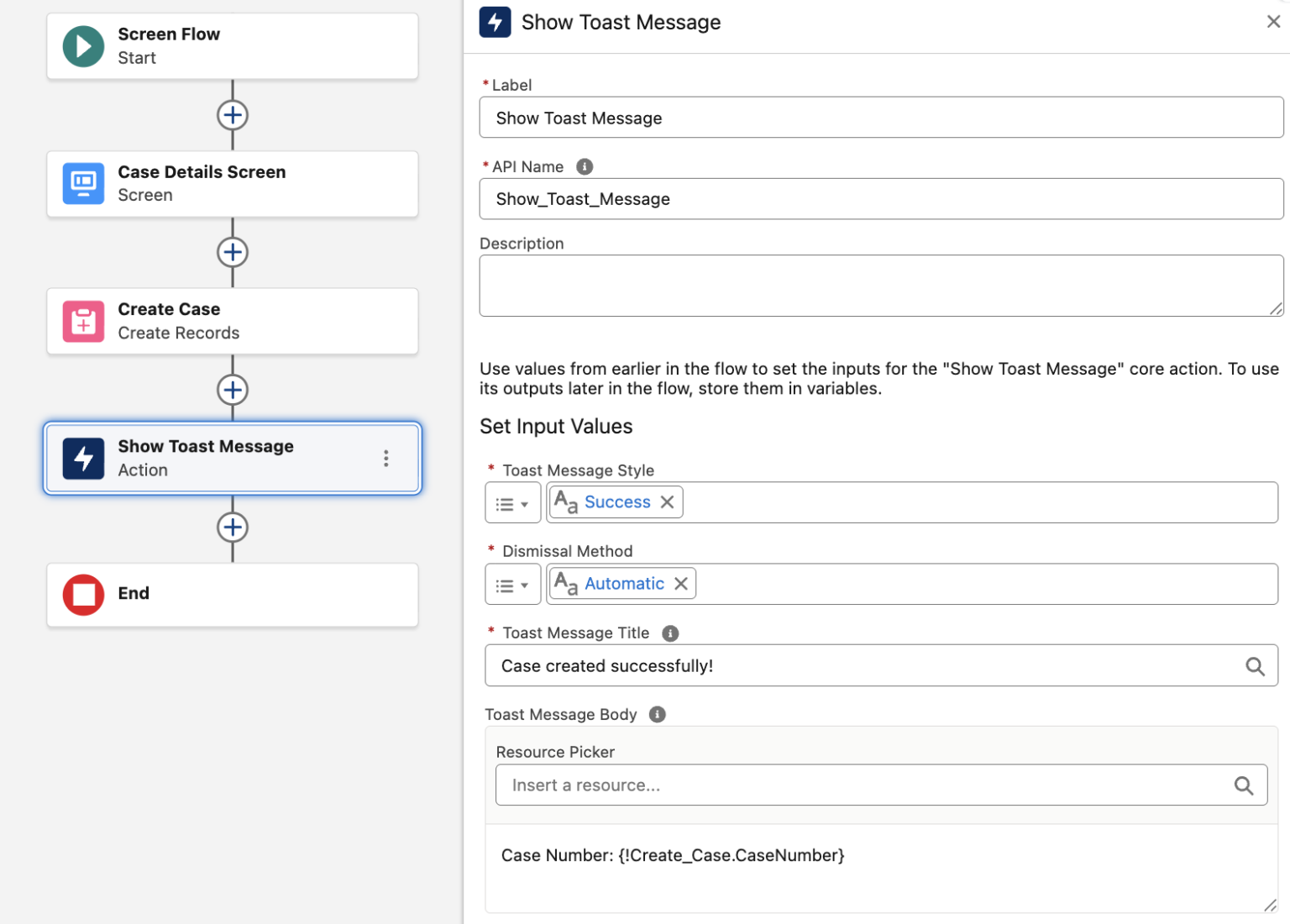 Show Message Timing Methods Dialog How to Show Toast Message in Flow - Salesforce Time
