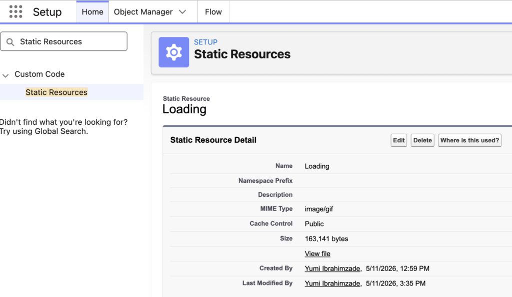 Upload the custom spinner to static resources.