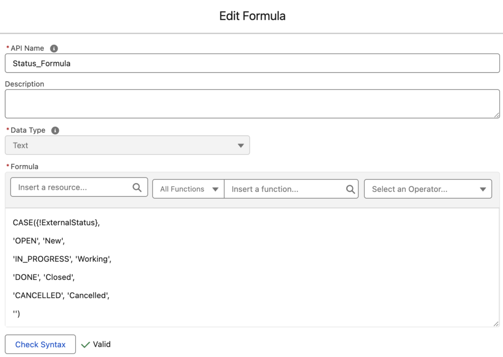 Formula for Value Mapping