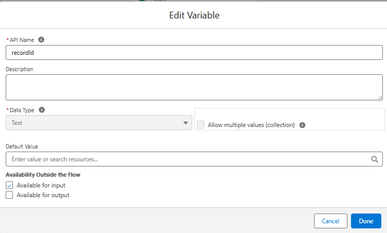 recordId Input Variable