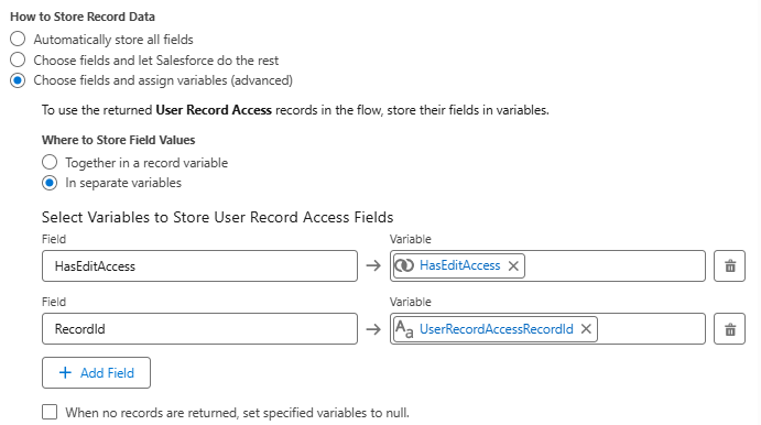 Storing Fields of UserRecordAccess