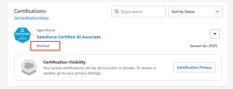 Salesforce Certification Retirement