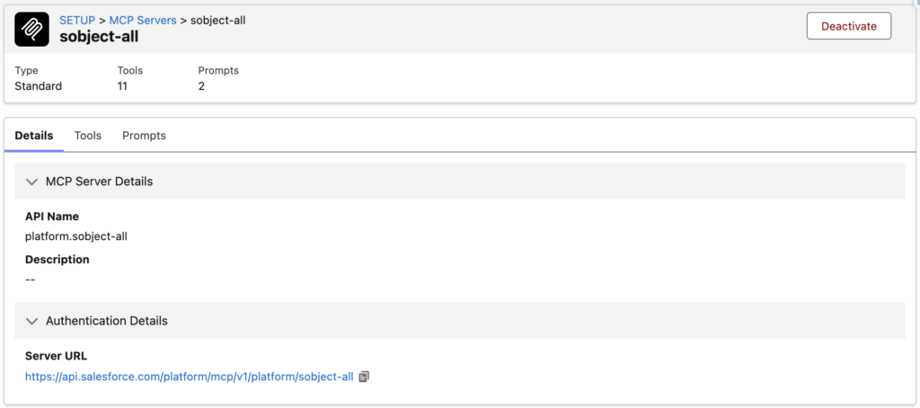 Activating a Salesforce Hosted MCP Server