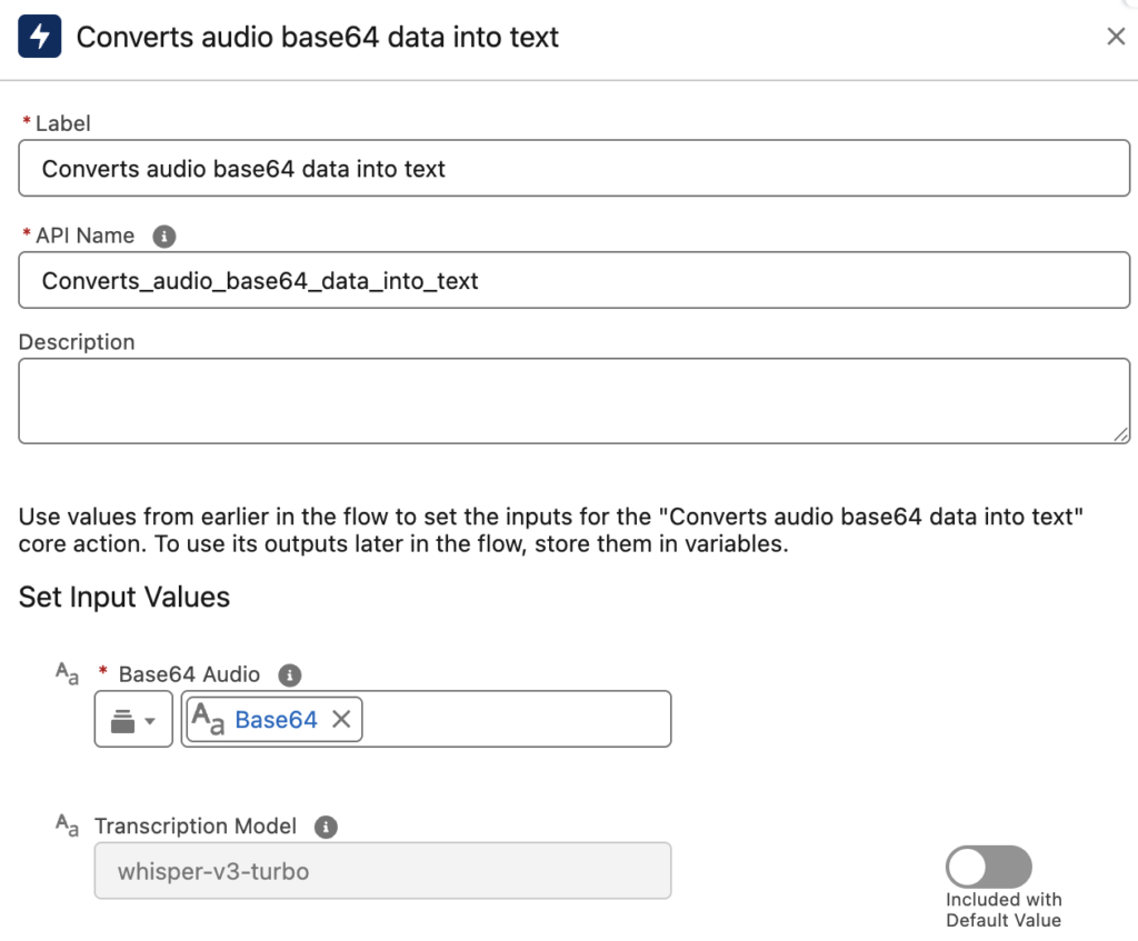 Convert audio base64 data into text